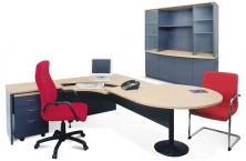 P End Conference Desk 2400 X 900 X 1200 Dia Fitted With Disc Base And Attached Return